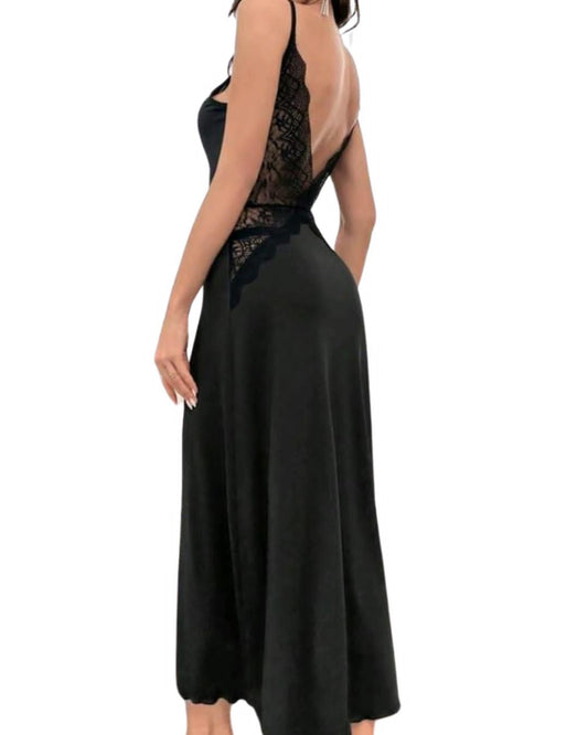 Lace Backless Long Night Dress