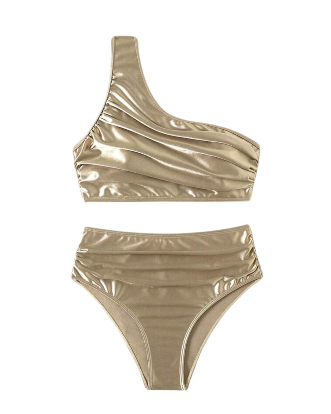One Shoulder Sleeveless Bikini Set