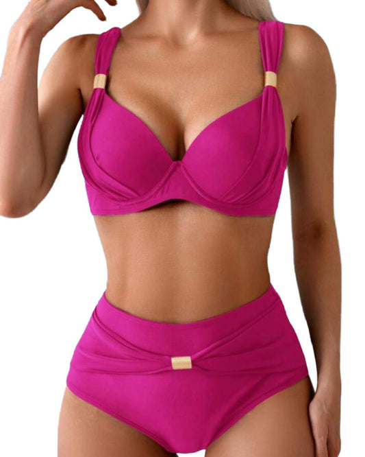 Red Violet Two Pieces Swimwear Set