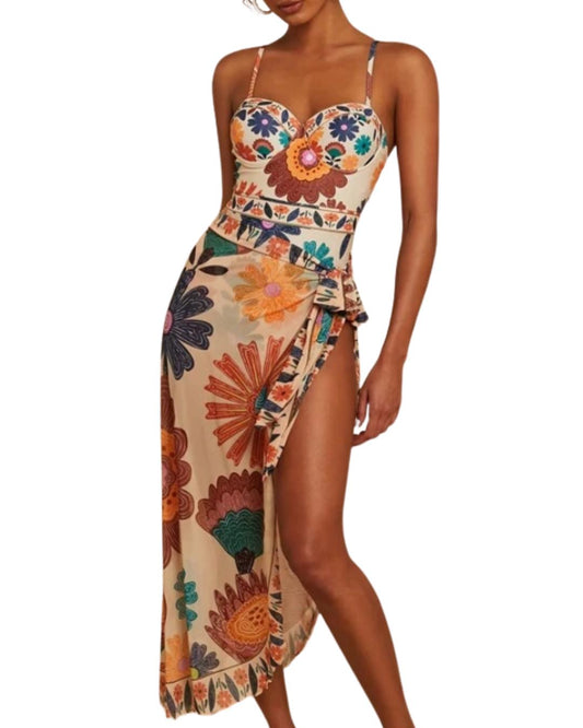 Flower Printed Swimsuit Set