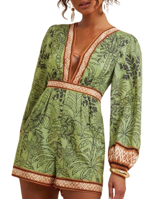 Deep V-Neck Casual Jumpsuit
