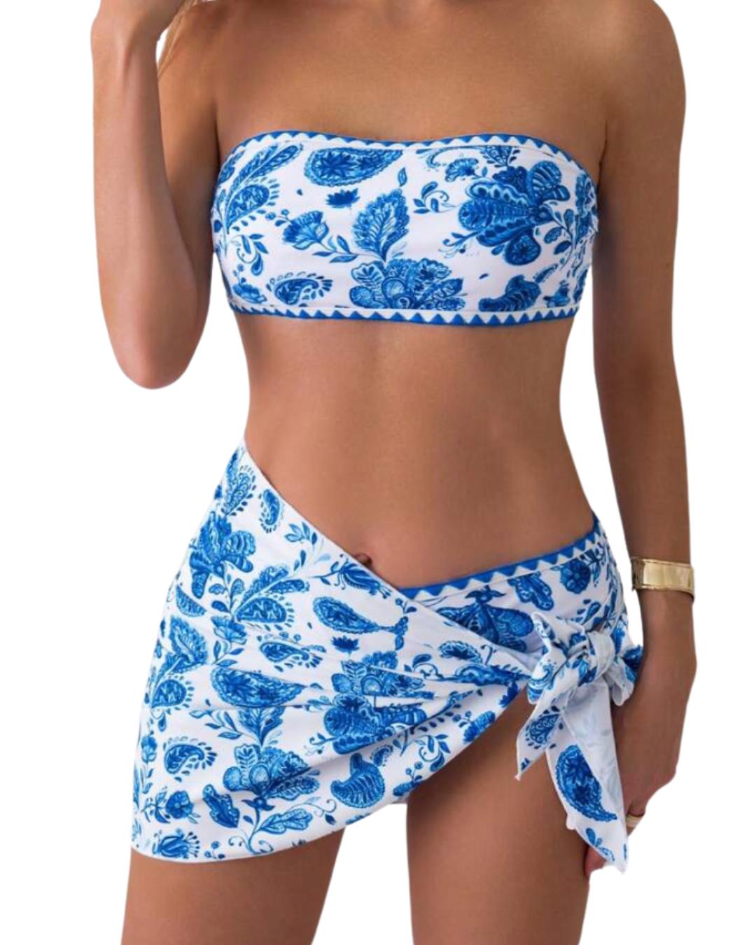 Print Bandeau Bikini Set