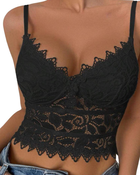 Women's Black Lace Breathable Bralette