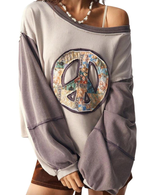 Casual Knit Loose Fit Long Sleeve Sweatshirt For Women