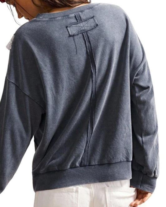 Women's Casual Knit Crew Neck Loose Fit Long Sleeve Sweatshirt