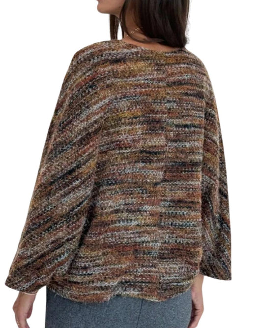 Women's Vintage Striped Twist Knot Long Sleeve Pullover Sweater