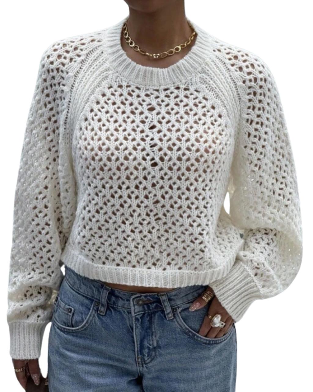 French Romantic Backless Hollow-Out Knit Sweater