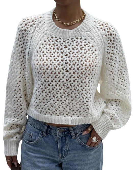 French Romantic Backless Hollow-Out Knit Sweater