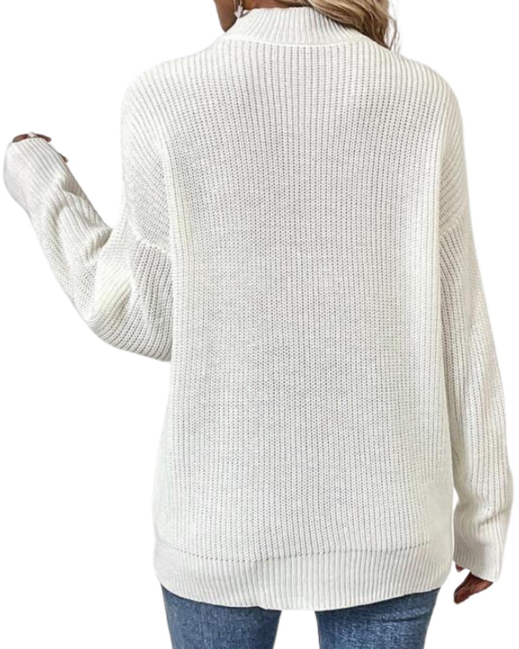 Choker Neck Drop Shoulder Sweater