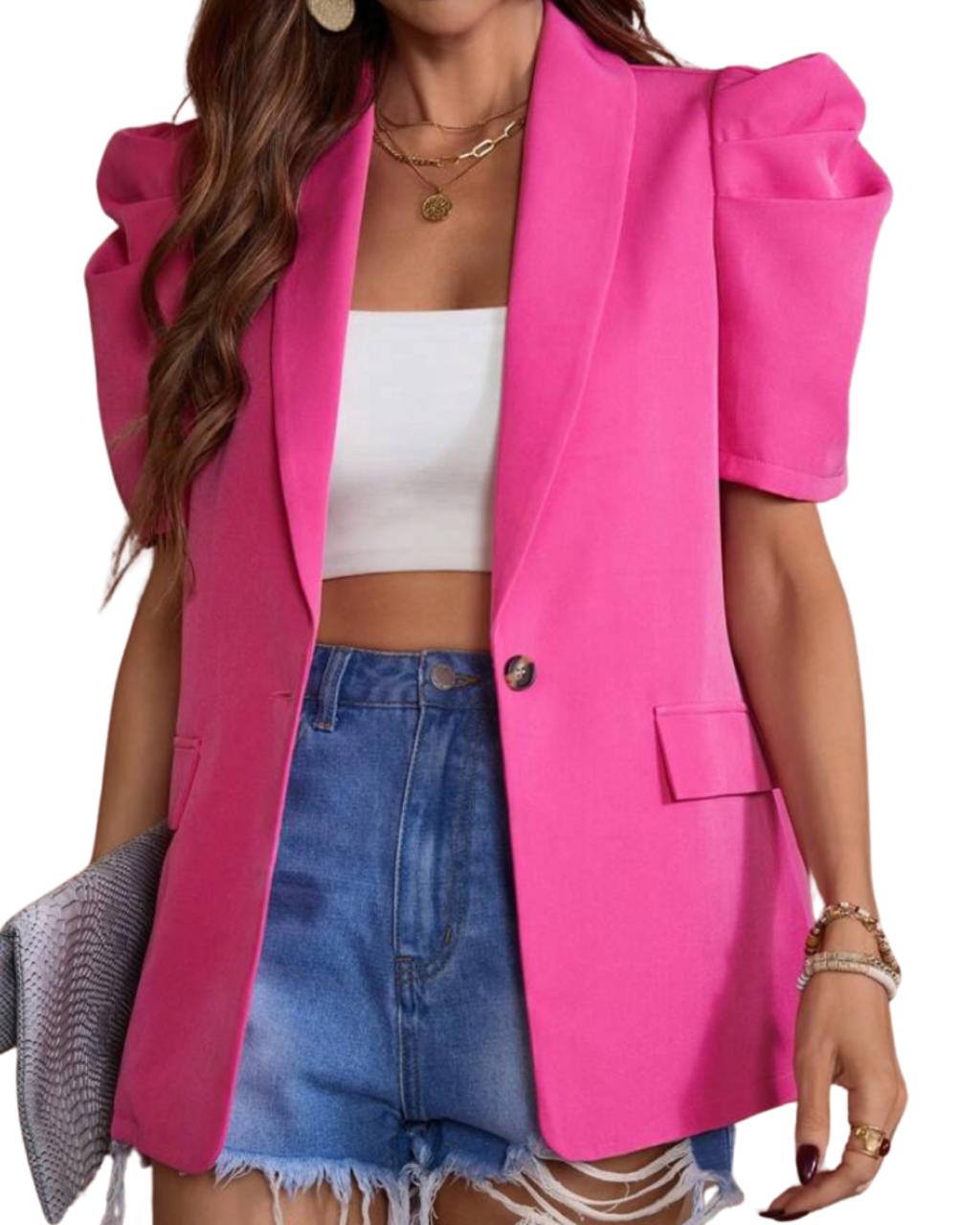 Women's Short Puff Sleeve Blazer 