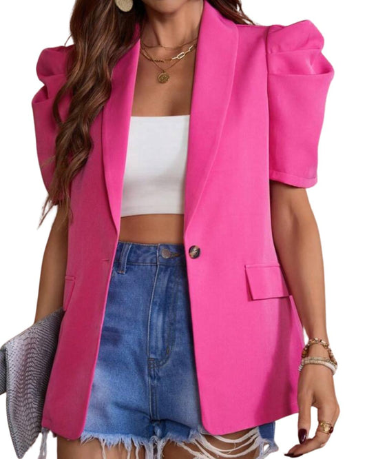 Women's Short Puff Sleeve Blazer 