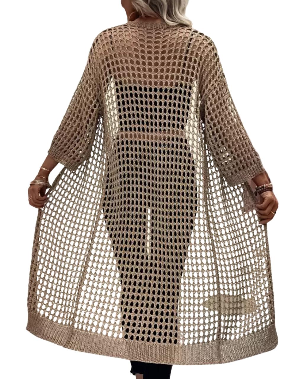 Hollow Out Drop Shoulder Cardigan