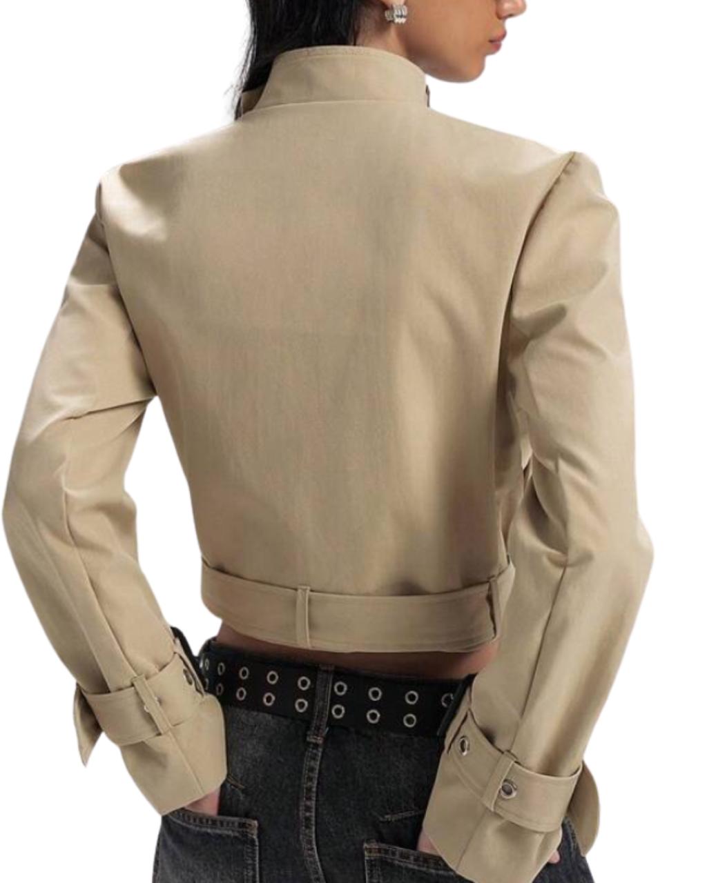 Minimalism Women's Solid Color Long Sleeve Cropped Bomber Jacket