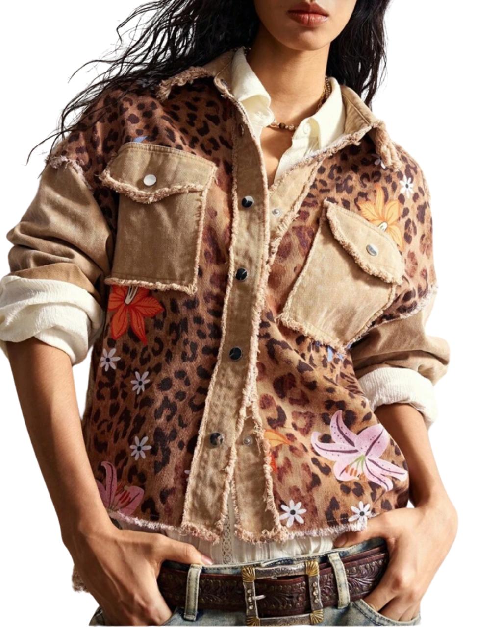 BOHO Leopard Print Casual Retro Woven Women Jacket