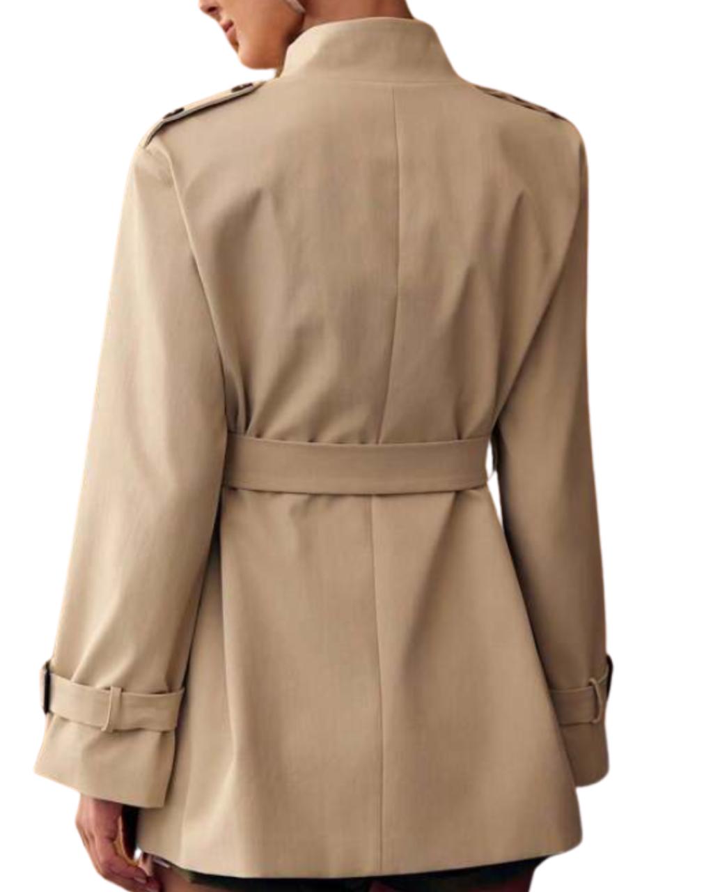 Stand Collar Belted Trench Coat