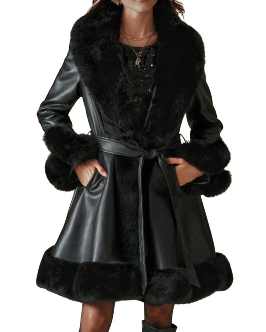Trimmed Fluffy Outerwear Jacket For Women