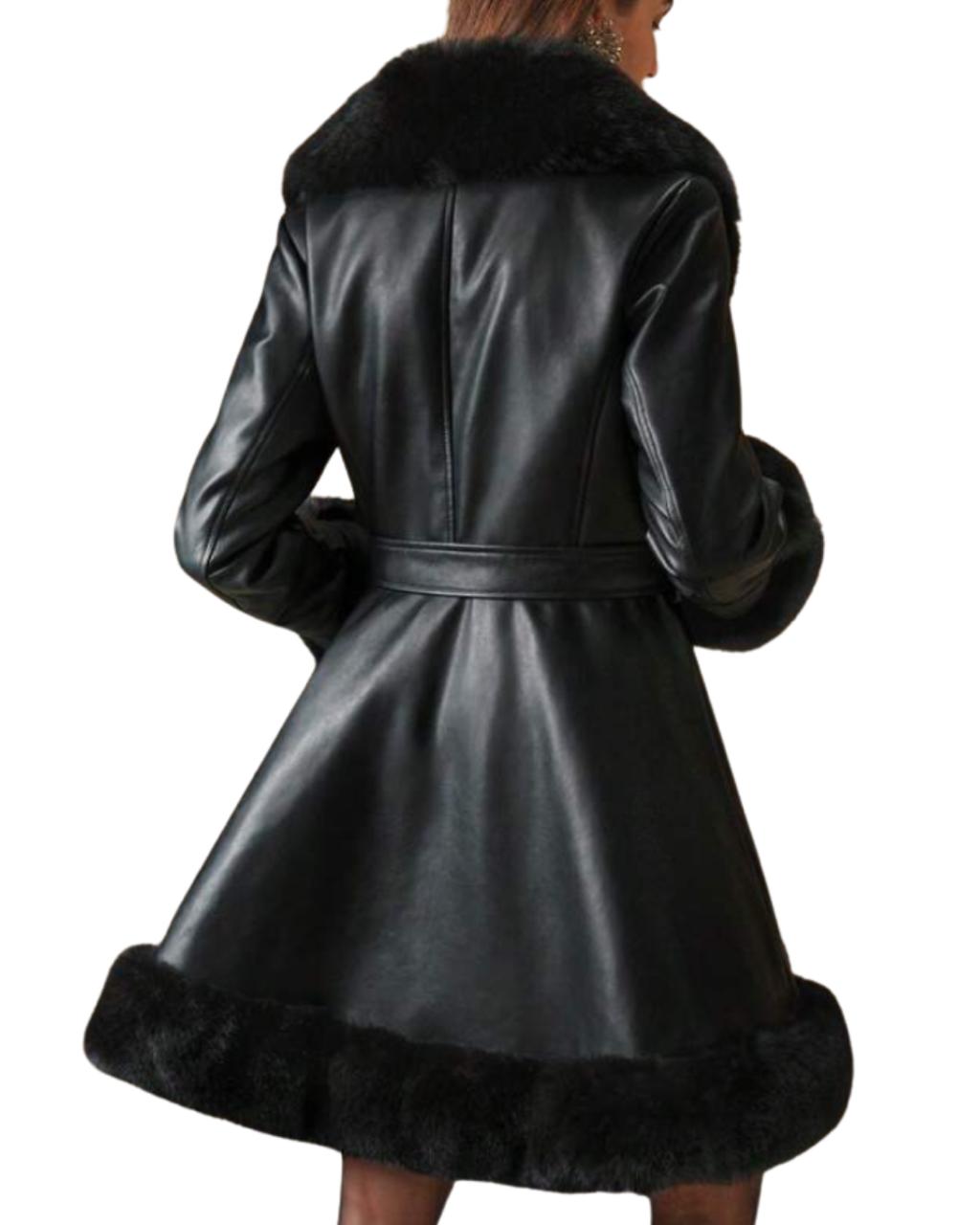 Trimmed Fluffy Outerwear Jacket For Women