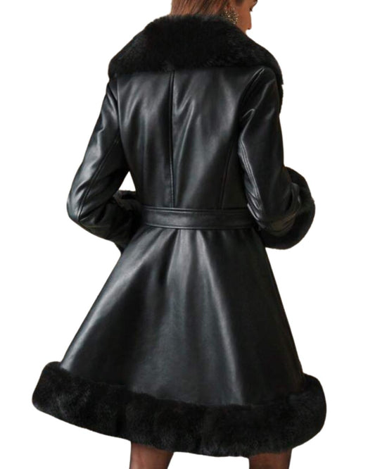 Trimmed Fluffy Outerwear Jacket For Women