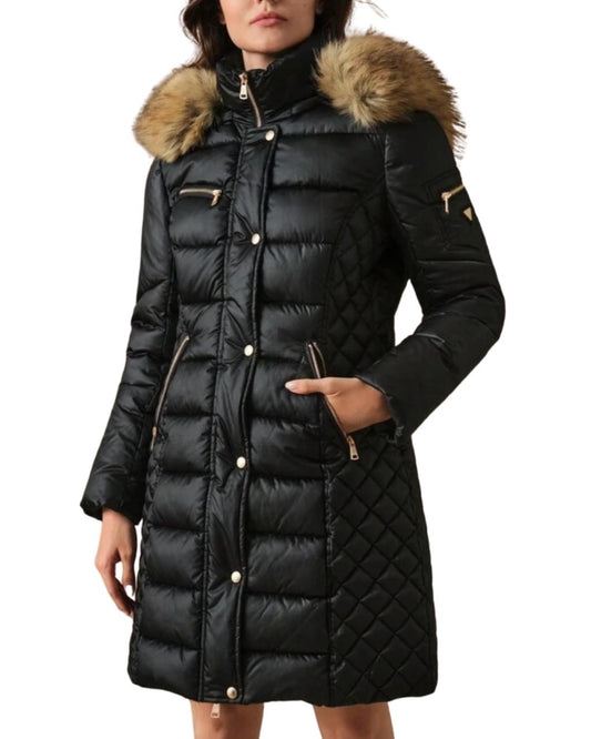 Detachable Hat And Fur Collar Padded Coat