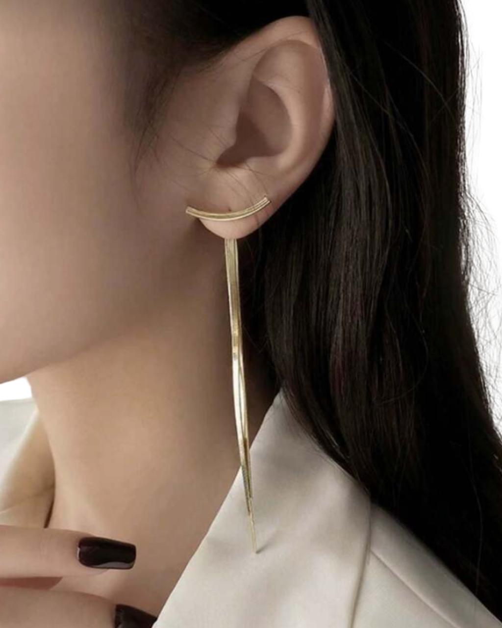 1 Pair Creative Tassel Earrings With Minimalistic Snake Bone Design For Women