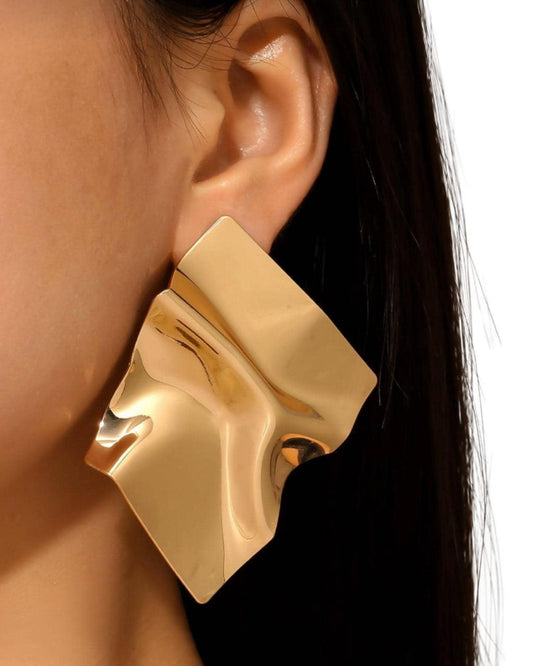 1pair Fashionable Zinc Alloy Structured Stud Earrings For Women