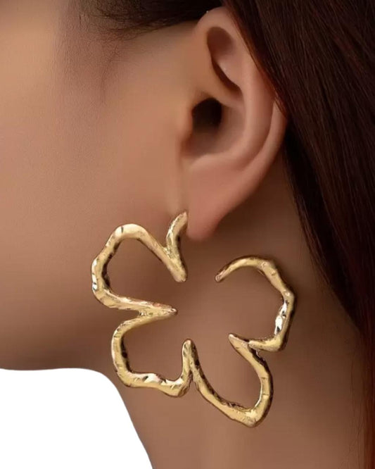 Flower Design Cuff Hoop Earrings