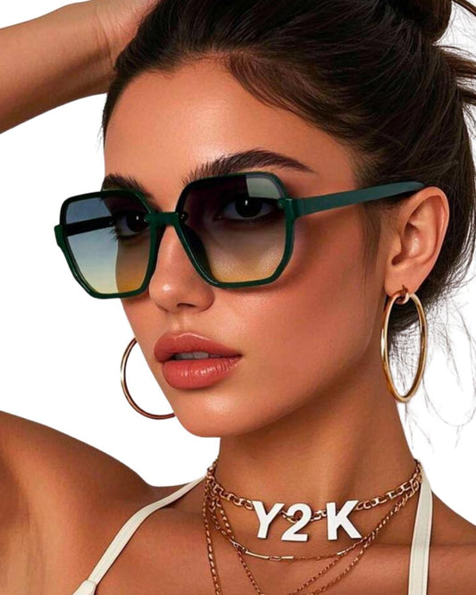 Vintage Square Frame Green Glasses
