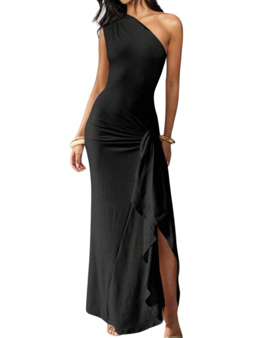 One Shoulder Maxi Gown Elegant Long Dress