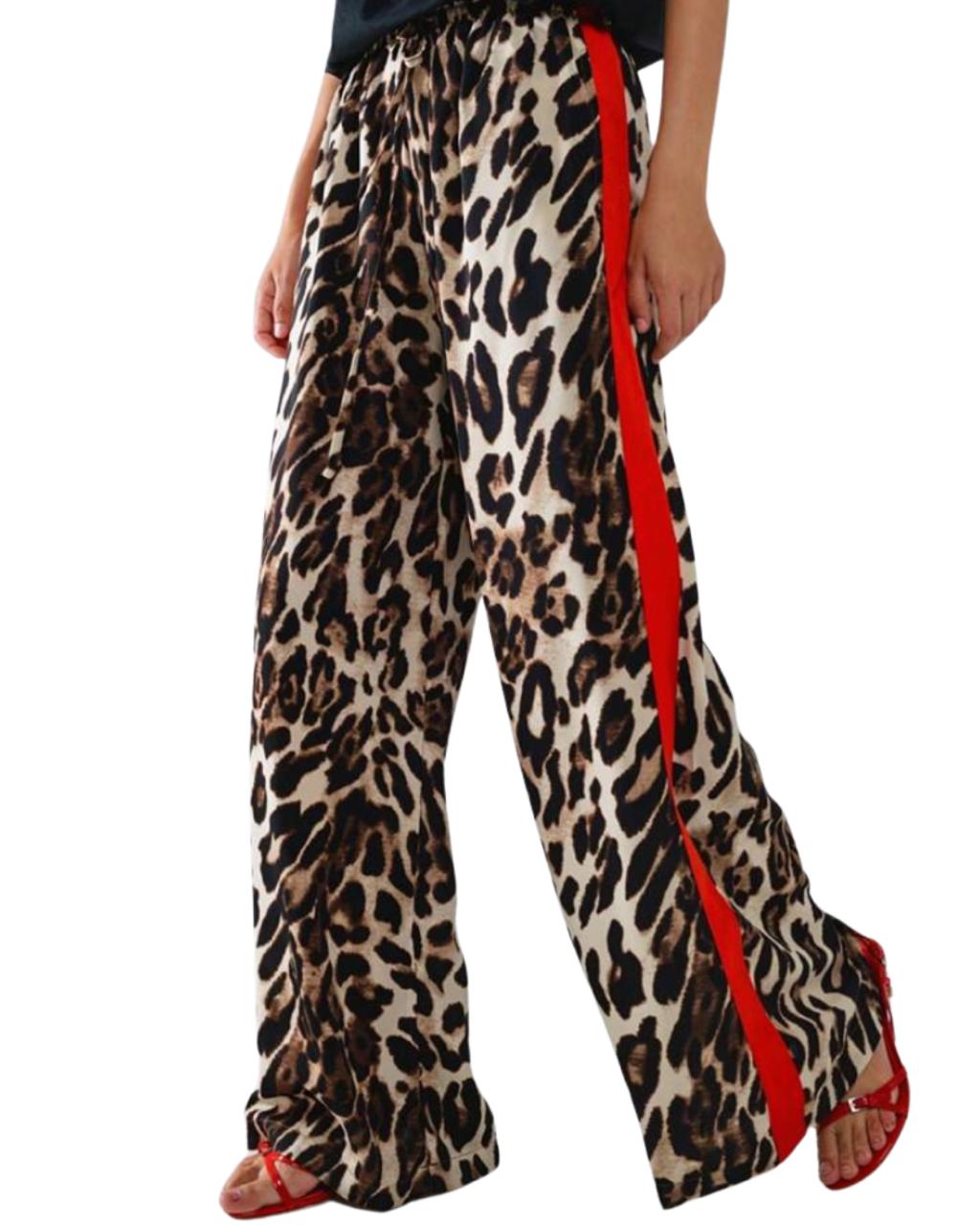 Leopard Patchwork Casual Loose Fit Pants
