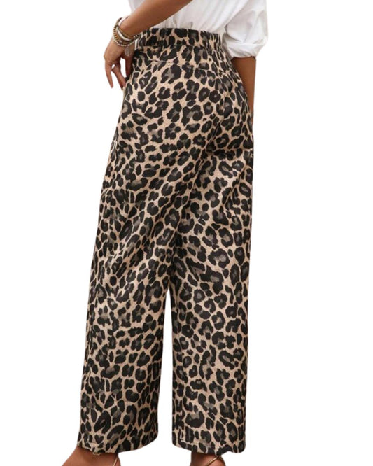 Leopard Print Straight Leg Pants