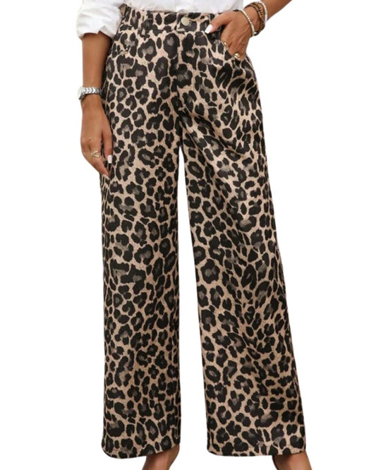 Leopard Print Straight Leg Pants