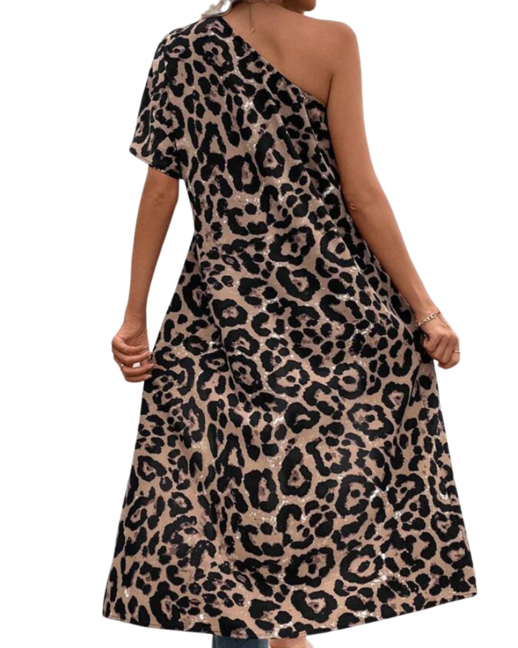 Women's Short Front Long Back Hem Leopard Print