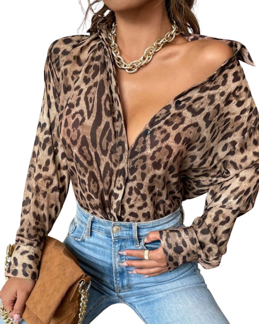 Leopard Print Button Up Shirt
