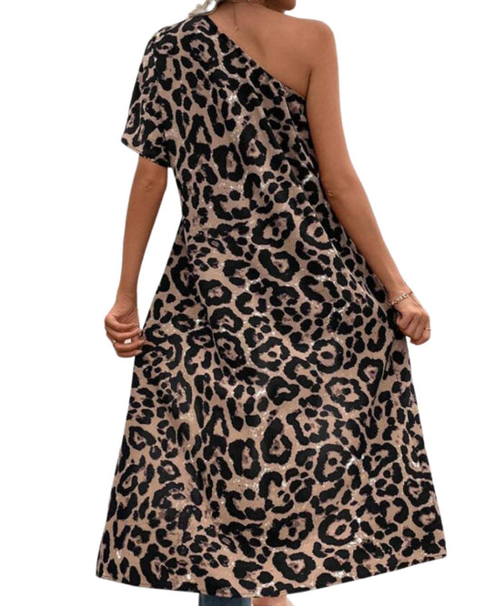 Women's Short Front Long Back Hem Leopard Print