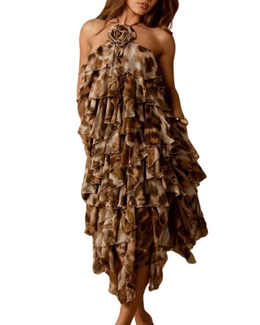 Leopard Print Ruffle Tiered Maxi Dress