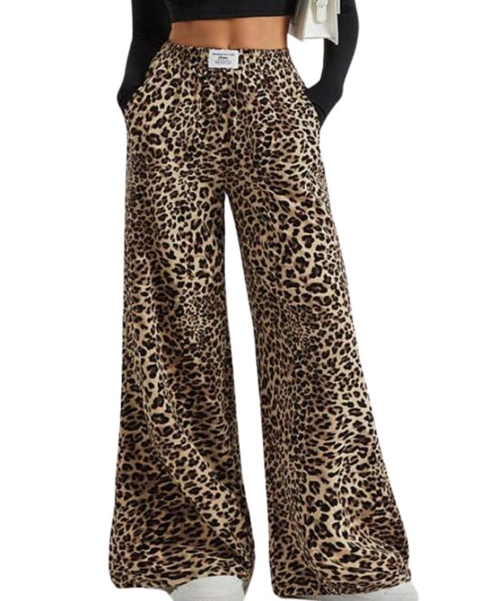Women's Wide-Leg Pants Leopard Print