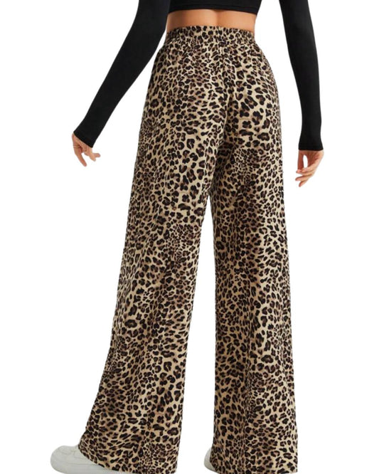 Women's Wide-Leg Pants Leopard Print