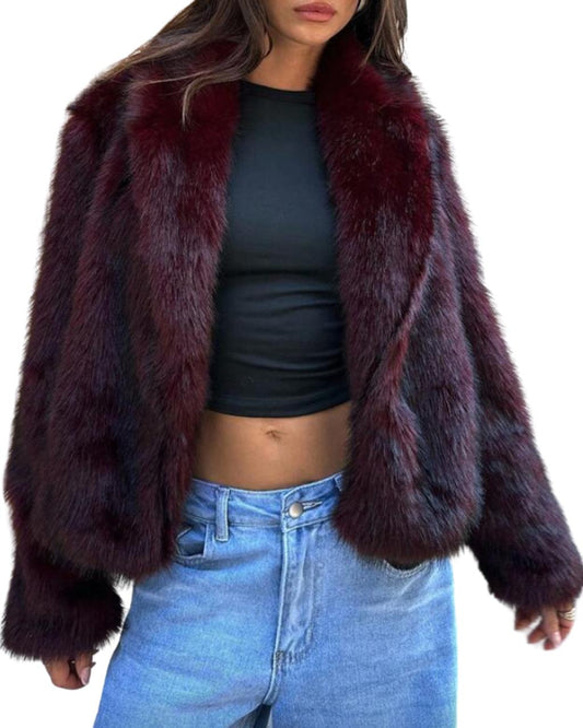 Winter Fluffy Thick Faux Fur Coat For Women