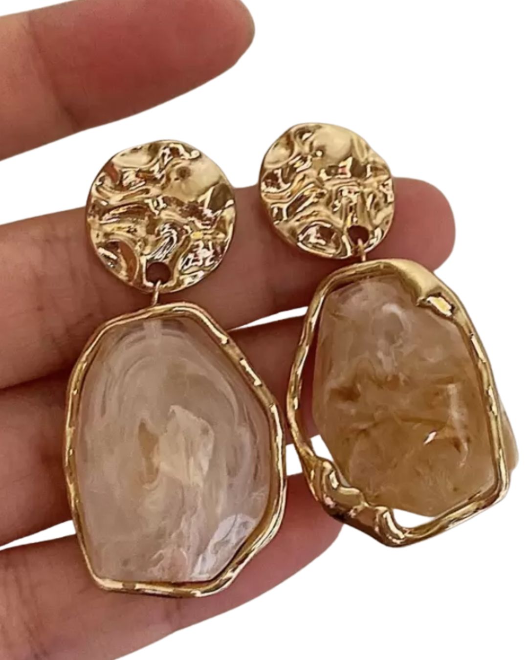 1 Pair Metallic Resin Vintage Ombre Dangle Earrings