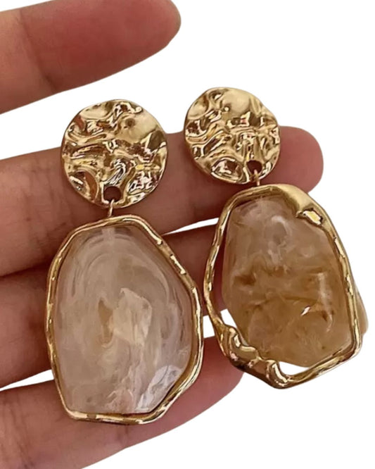 1 Pair Metallic Resin Vintage Ombre Dangle Earrings