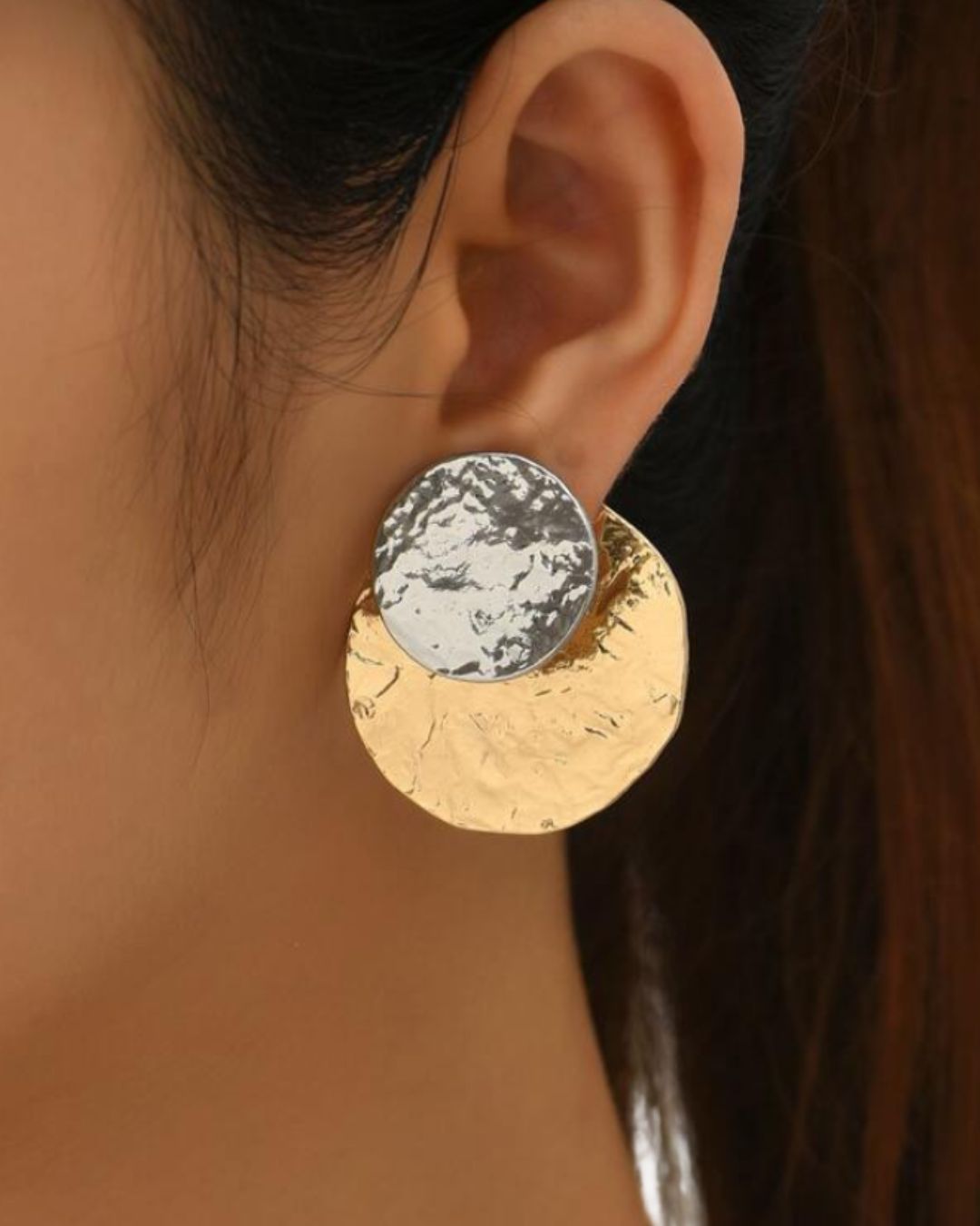 Two Tone Round Design Earrings