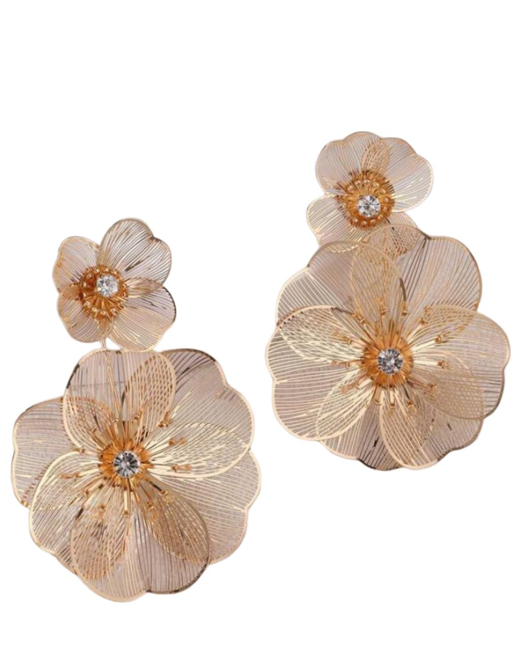 1pair Hollow Flower Tassel Earrings