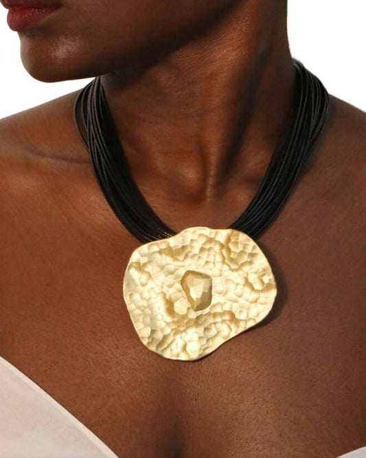 1pc Oversized Gold-Color Asymmetric Pendant Necklace