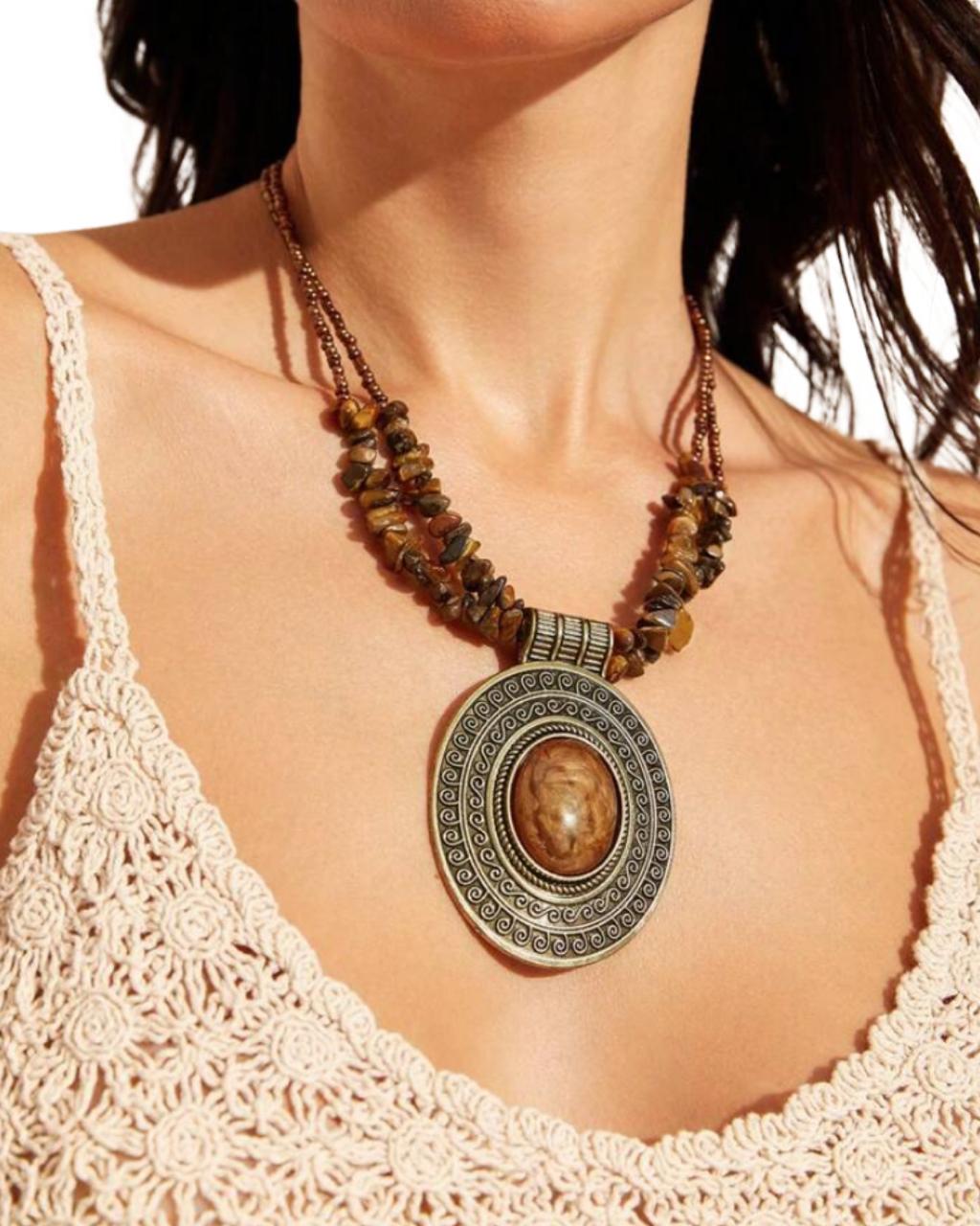 One Piece Personalized Vintage Agate Necklace