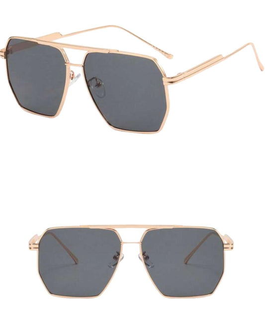 Futuristic Square Double Bridge Metal Fashion Glasses