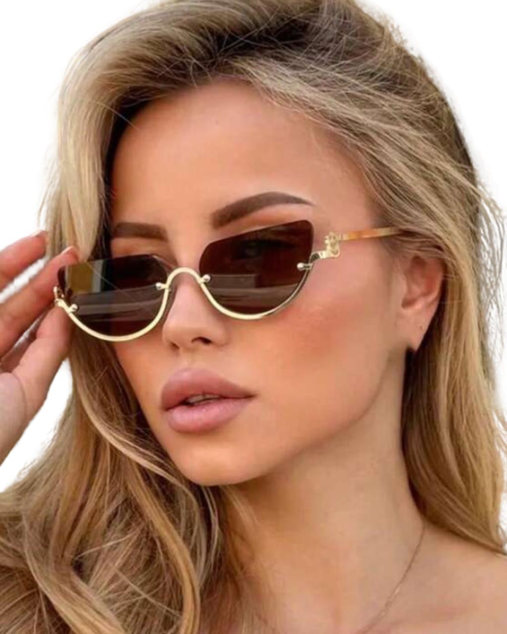 Half Frame Semicircle Metal Fashion Glasses