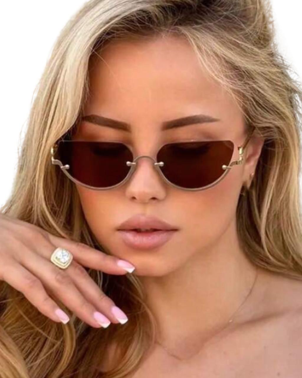 Half Frame Semicircle Metal Fashion Glasses