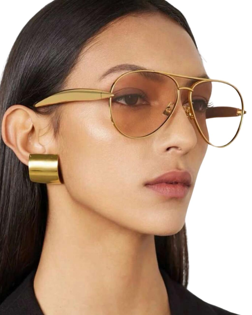 Large Frame Double Bridge Metal Fashion Glasses