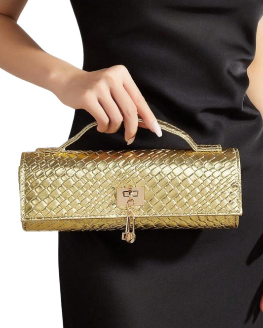 Gold Shiny Crocodile Pattern Bag