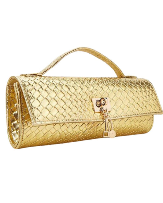 Gold Shiny Crocodile Pattern Bag